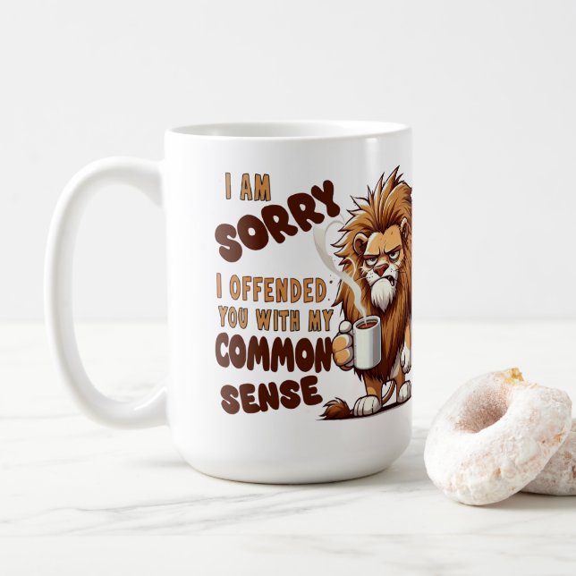 Caneca De Café Grumpy Lion Coffee Mug – Funny Sarcastic Quote (Com Donut)