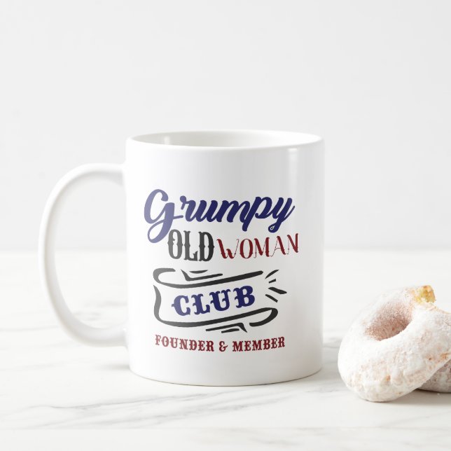 Caneca De Café Grumpy Old Woman Club Funny (Com Donut)