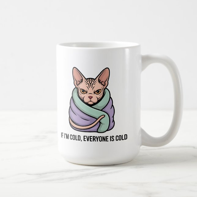 Caneca De Café Grumpy Sphynx Cat Cold Humor Cartoon Art (Direita)