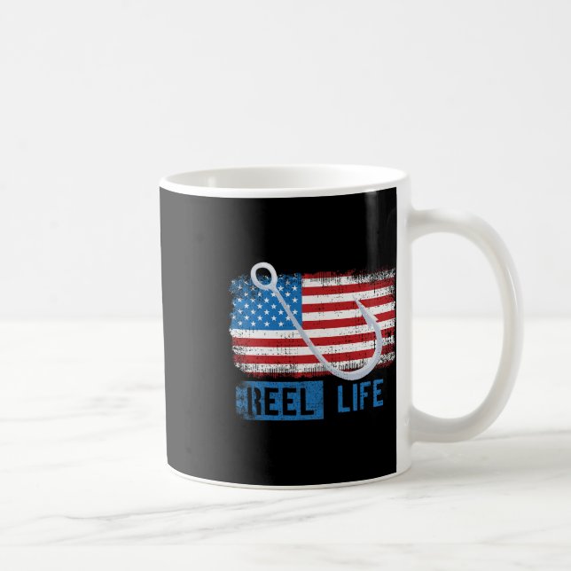 Caneca De Café Grunge American Flag Fish Graphic (Direita)