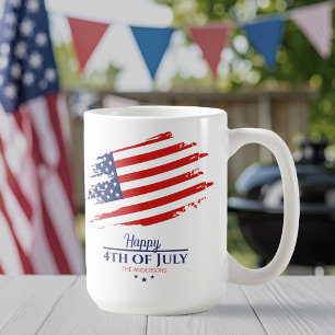 Caneca De Café Grunge American Flag Happy 4 de julho de ID1104