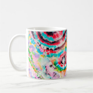 Caneca De Café Grunge Duro Vermelho. Shibori Pattern. Ouro Brush