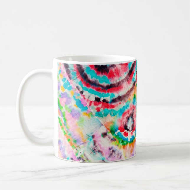 Caneca De Café Grunge Duro Vermelho. Shibori Pattern. Ouro Brush  (Esquerda)