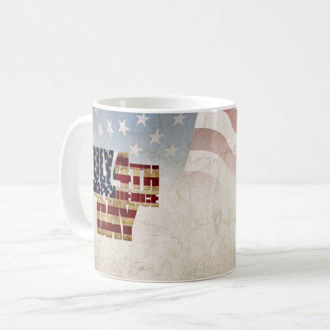 Caneca De Café Grunge USA julho 4º Gráfico de Independência (Frente Esquerda)
