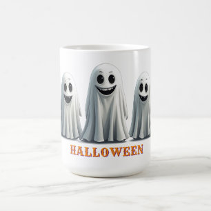 Caneca De Café Grupo de Fantasmas de Desenho Animado Amigáveis No