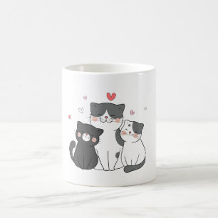 Caneca De Café grupo de gatos bonitos   design de amante de gatos
