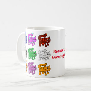 Caneca De Café Grupo de Kitten Padrão do Xmas Bonito