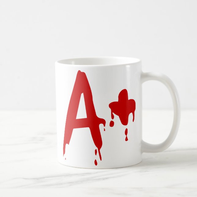 Caneca De Café Grupo Sanguíneo A+ Hospital #Horror Positivo (Direita)