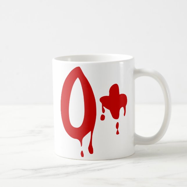 Caneca De Café Grupo Sanguíneo O+ Hospital #Horror Positivo (Direita)