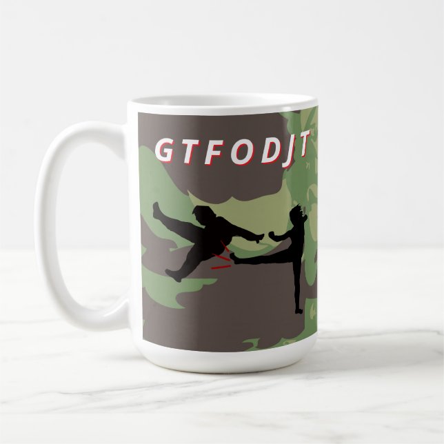 Caneca De Café GTFODJT Obtenha o Trump Anti DJT F Out (Esquerda)