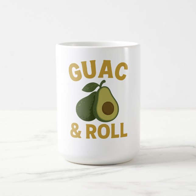 Caneca De Café 🥑 Guac & Roll - Camiseta Engraçada Avocado Foodie (Centro)