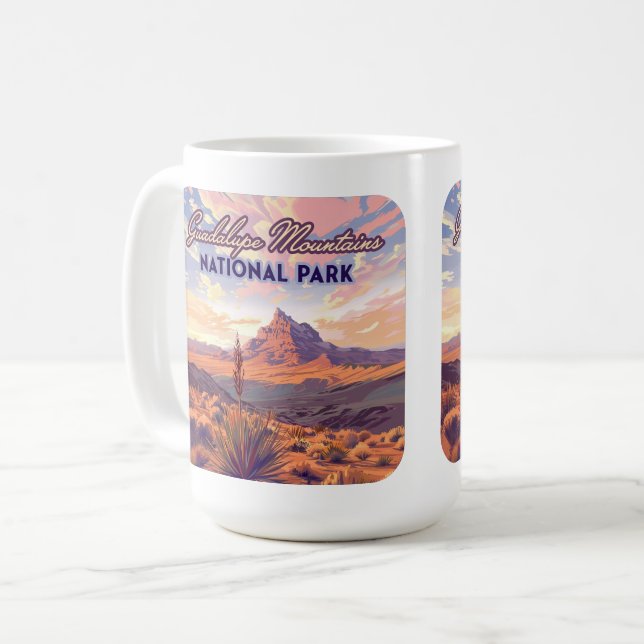 Caneca De Café Guadalupe Montanhas Parque Nacional El Capitan Tex (Frente Esquerda)