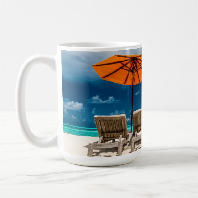 Caneca De Café Guarda-chuva de Sun no Sandy Beach |Maldives (Esquerda)