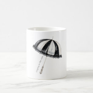 Caneca De Café Guarda-chuva Preto Branco Chuva
