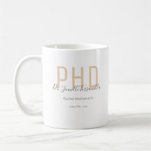 Caneca De Café Guarda-formandos Neutrais Nome castanho Grau PhD