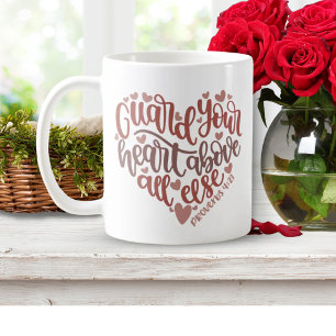 Caneca De Café Guarda seu coração Bonito presente de Bíblia