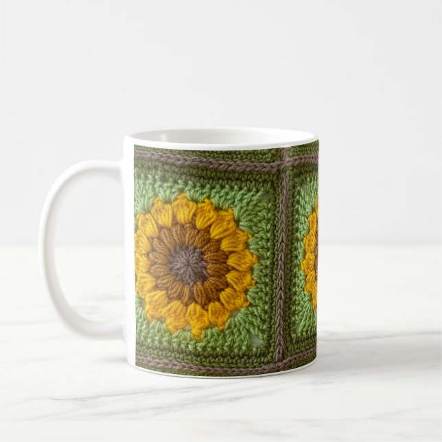 Caneca De Café Guardanapo de croché de girassol (Esquerda)