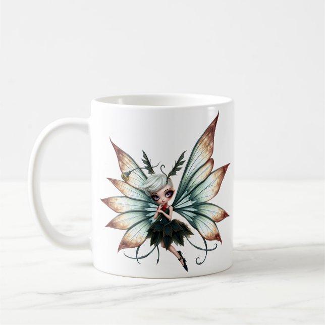 Caneca De Café Guardiã Fada Fofa na Floresta Mágica (Esquerda)