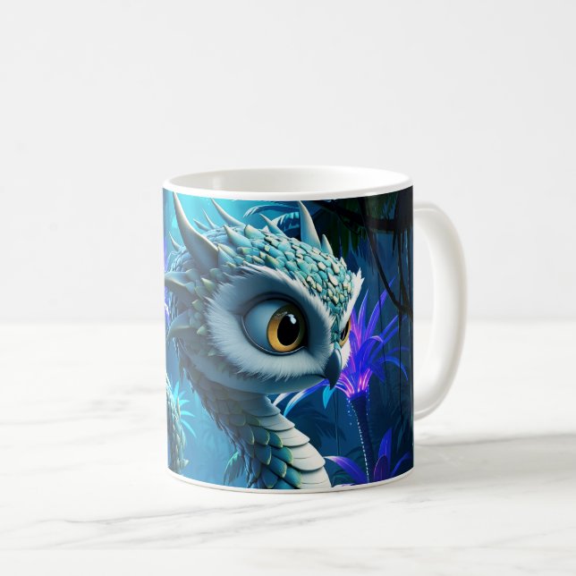 Caneca De Café Guardião da Selva ao Luar – Coruja Encantada  (Frente Esquerda)