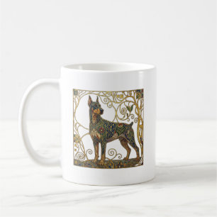 Caneca De Café Guardião Dourado: Doberman Pinscher Secessionista