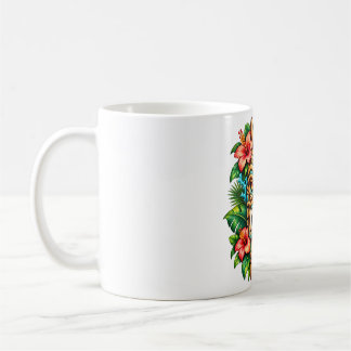 Caneca De Café Guardião Tiki Coroa de Hibisco
