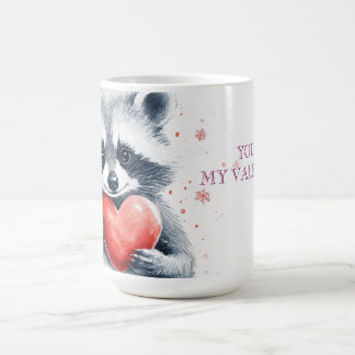 Caneca De Café guaxinim bonitinho com coração para dia de os namo