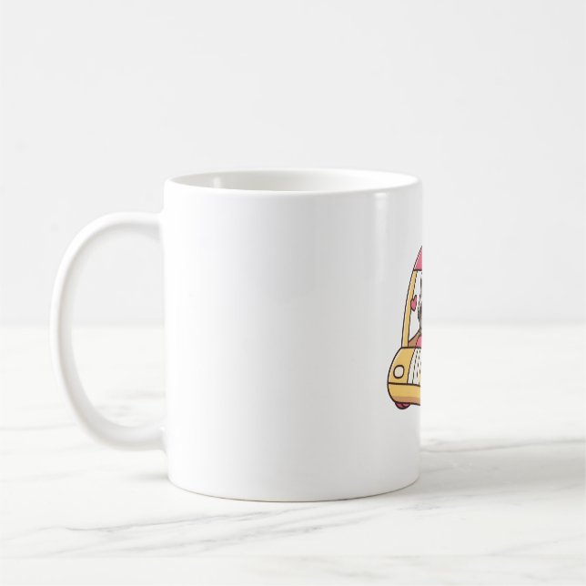 Caneca De Café Guaxinim Bonito Dirigindo Um Carro (Esquerda)