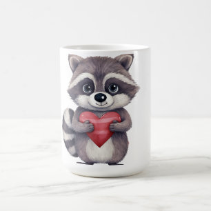 Caneca De Café guaxinim colorido agudo com coração
