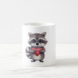 Caneca De Café guaxinim colorido agudo com coração