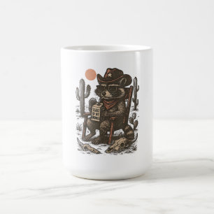 Caneca De Café Guaxinim Cowboy Ocidental Divertido