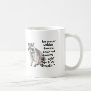Caneca De Café Guaxinim Curioso com Citação Divertida de Lanche A