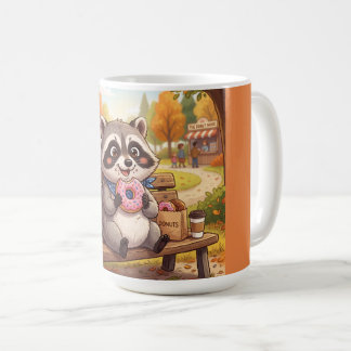 Caneca De Café Guaxinim de desenho animado fofo comendo donut de