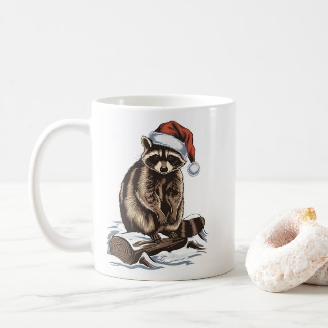 Caneca De Café Guaxinim de Natal (Com Donut)