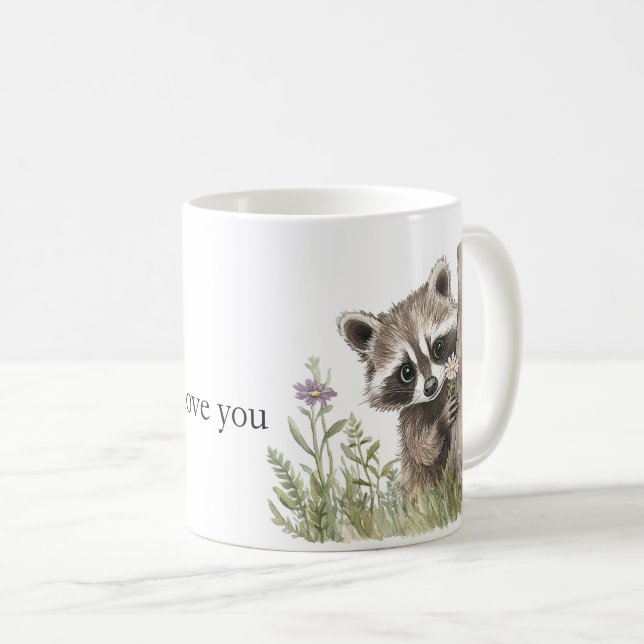 Caneca De Café Guaxinim do Amor Doce (Frente Esquerda)