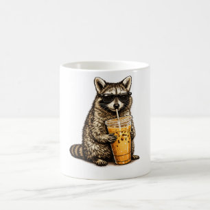 Caneca De Café Guaxinim Engraçado Bebendo Café Gelado — Animal Re