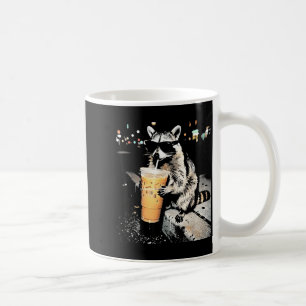 Caneca De Café Guaxinim engraçado bebendo café gelado meme animal