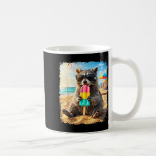 Caneca De Café Guaxinim engraçado comendo picolé animal de verão