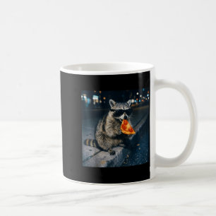 Caneca De Café Guaxinim engraçado comendo pizza selfie de animal 