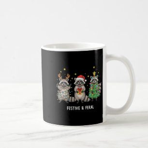 Caneca De Café Guaxinim engraçado de Natal - Feral mas festivo