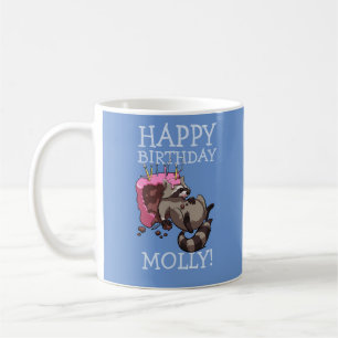 Caneca De Café Guaxinim engraçado Feliz Aniversário Adicione o No
