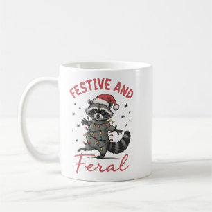 Caneca De Café Guaxinim Engraçado Natal Feral Meme Natal