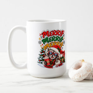 Caneca De Café Guaxinim Festivo Árvore de Natal Cacau Quente Aleg