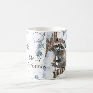 Caneca De Café Guaxinim Flocos de Neve Natal de Inverno