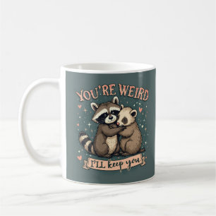 Caneca De Café Guaxinim Fofo e Furão se Abraçam com Citação Diver