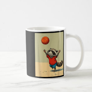 Caneca De Café Guaxinim fofo pratica basquete engraçado desenho a