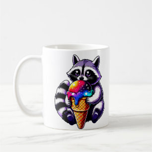 Caneca De Café Guaxinim Gelado Comendo Um Cone Espacial
