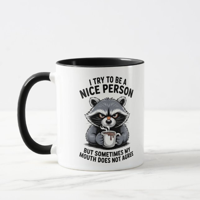 Caneca de Café Guaxinim Mal-Humorado (Esquerda)