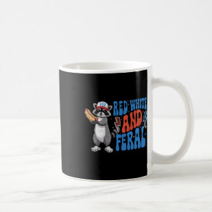 Caneca De Café Guaxinim Patriótico Engraçado Vermelho Branco E Fe