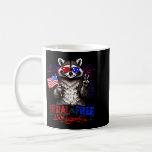 Caneca De Café Guaxinim Patriótico Feral e Livre 250º