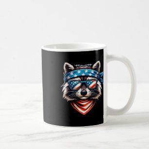 Caneca De Café Guaxinim Patriótico Lixo da Bandeira Americana de 